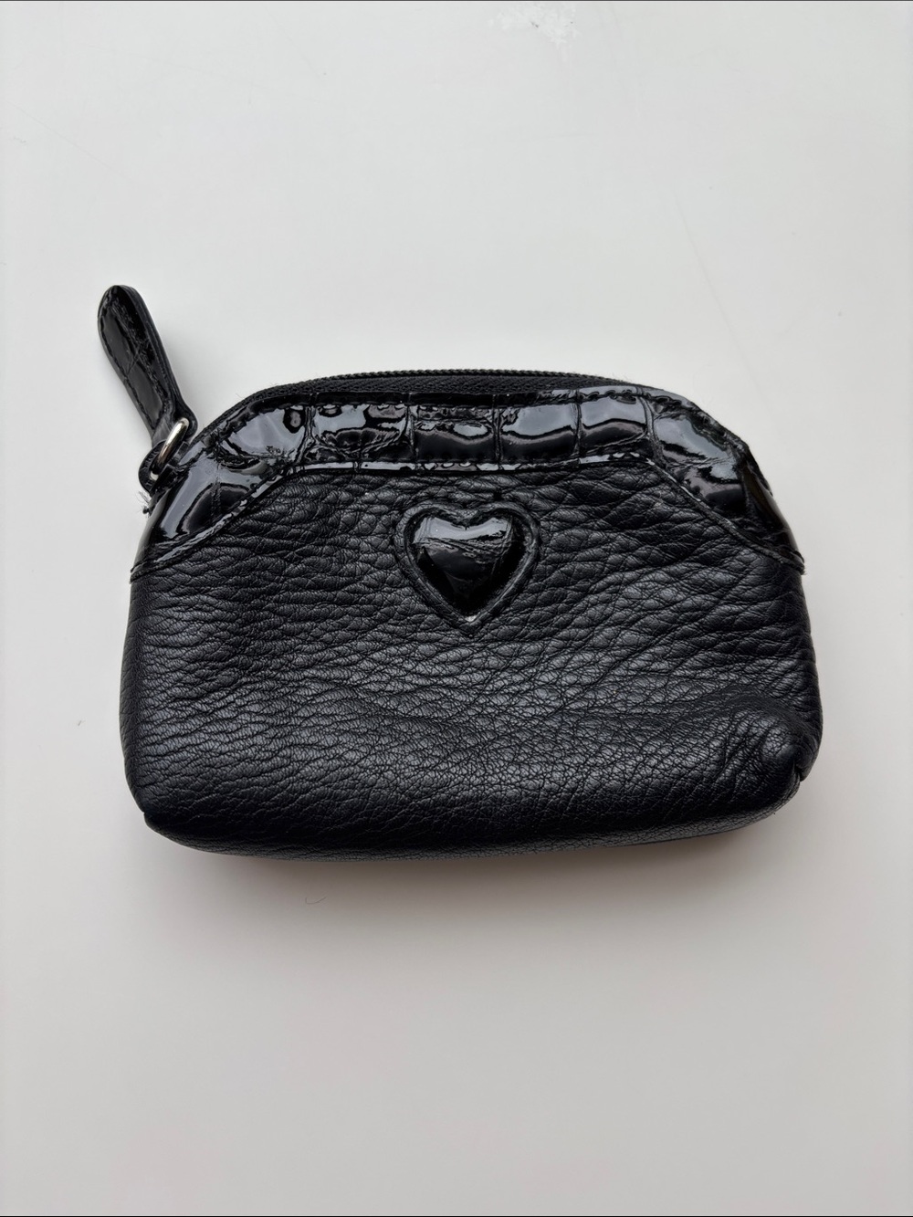 Brighton Black Pebbled Leather Heart Coin Pouch and Jewelry Travel Bag